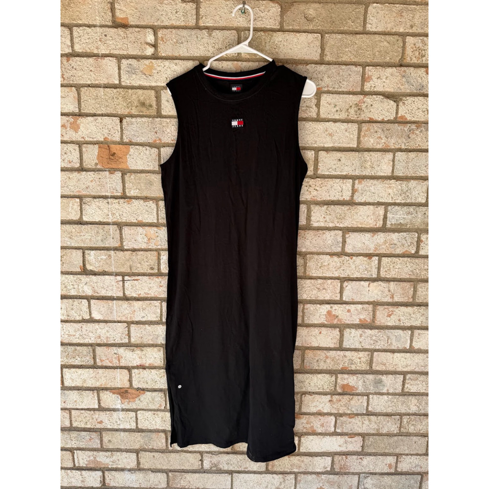 Tommy Jeans Women’s Black Midi Dress Size Large NWT 100% Cotton